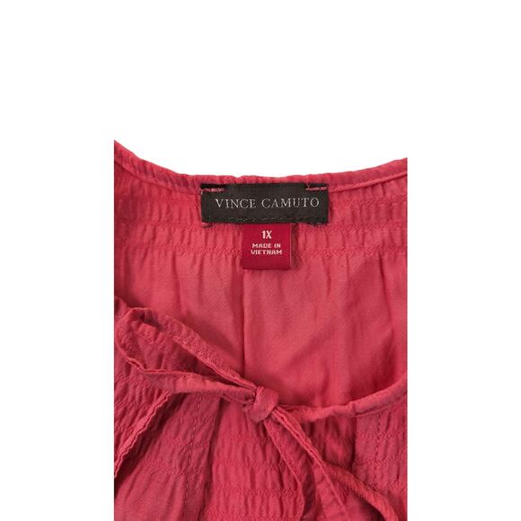 Vince camuto sz 1X barbie pink bubble top blouse long sleeve EUC casual career - Picture 4 of 7